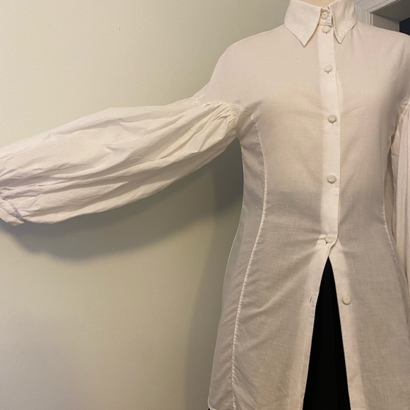 Cotton Button Shirt, Mutton Ballon Puff Sleeves - Picture 6 of 11